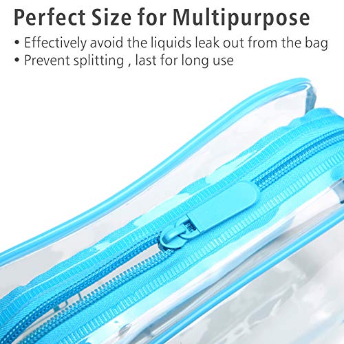 PACKISM Clear Cosmetic Bag, TSA Approved Clear Makeup Bag Travel Toiletry Bag, Beauty Quart Size Bag, 3 Pack, Black White Blue - Image 4