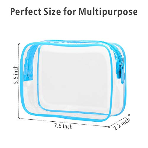 PACKISM Clear Cosmetic Bag, TSA Approved Clear Makeup Bag Travel Toiletry Bag, Beauty Quart Size Bag, 3 Pack, Black White Blue - Image 3
