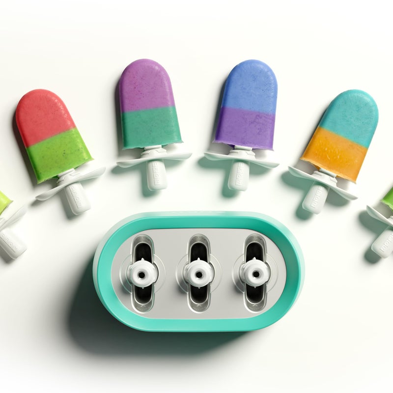 ZOKU New Triple Quick Pop Maker, Create 3 Popsicles in Minutes, Includes Super Tool, 6 Sticks and Drip Guards, 2 Pour Cups, and Character Kit, Blue - Image 3