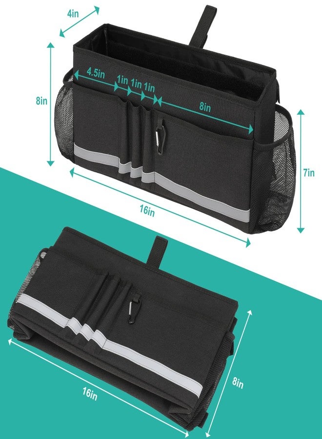 EXLIFBAG سلة EXLIFBAG للمشاية، حقيبة قابلة للطي للمشاية مع حامل أكواب، ملحقات للمشاية لكبار السن، أسود - Image 5
