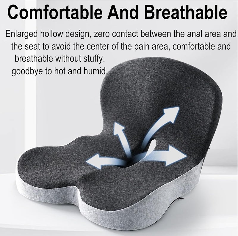 Breathable Hip and Waist Protection Integrated Sacral Pillow,with Memory Foam Inner Core,L-Curve Pressure Relief Tailbone Pillow,is Suitable for Office Chairs,Wheelchairs,and Car Seats(Blue) - Image 5