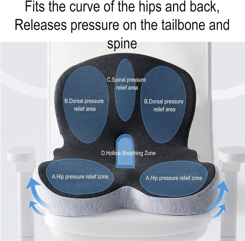 Breathable Hip and Waist Protection Integrated Sacral Pillow,with Memory Foam Inner Core,L-Curve Pressure Relief Tailbone Pillow,is Suitable for Office Chairs,Wheelchairs,and Car Seats(Blue) - Image 4