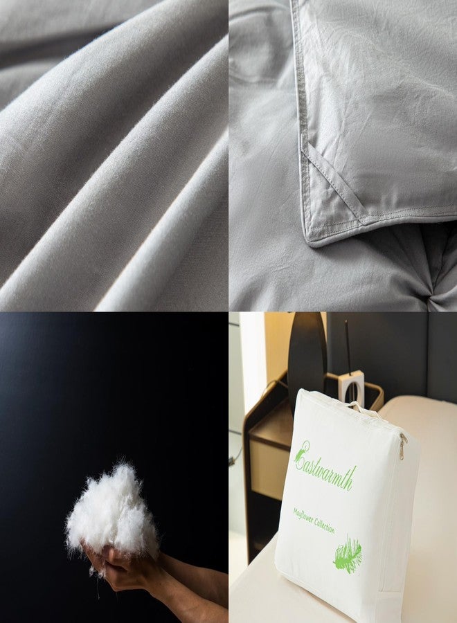 Eastwarmth Pinch Pleat Down Feather Comforter, All Season Medium Warmth Ultra-Soft 750 Fill-Power, Grey Bedding Down Feathers Duvet Inserts with 8 Tabs, King Size(104x90inch) - Image 4