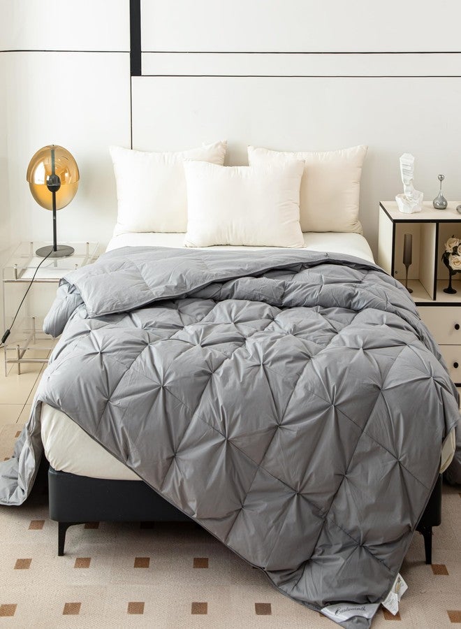 Eastwarmth Pinch Pleat Down Feather Comforter, All Season Medium Warmth Ultra-Soft 750 Fill-Power, Grey Bedding Down Feathers Duvet Inserts with 8 Tabs, King Size(104x90inch) - Image 5