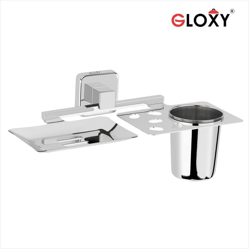 GLOXY Square Wall Mount Stainless Steel Toothbrush Holder, Tumbler Holder, Usable for Bathroom and Wash Basin Area, Bathroom Accessories -(Pack of 1) - Image 5