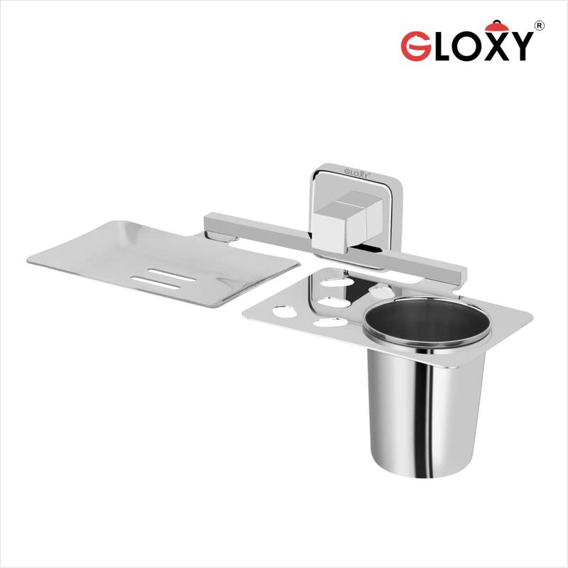 GLOXY Square Wall Mount Stainless Steel Toothbrush Holder, Tumbler Holder, Usable for Bathroom and Wash Basin Area, Bathroom Accessories -(Pack of 1) - Image 4