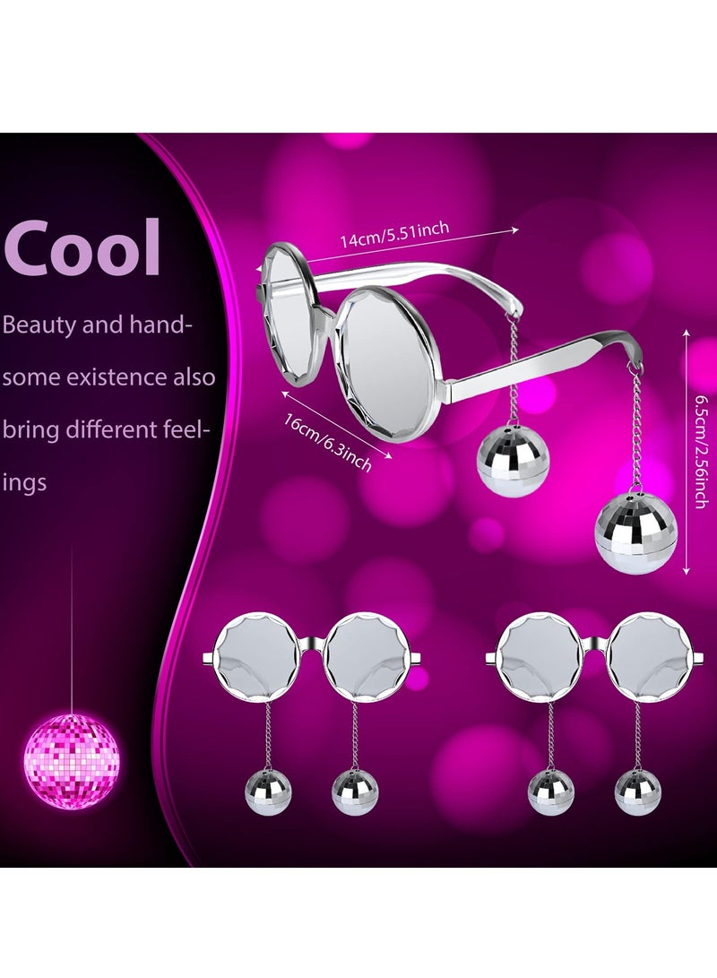 Captaintech Vintage Disco Ball Sunglasses 6 Pack Fun Party Glasses Retro Style 70s Accessories Silver Chain Design - Image 3