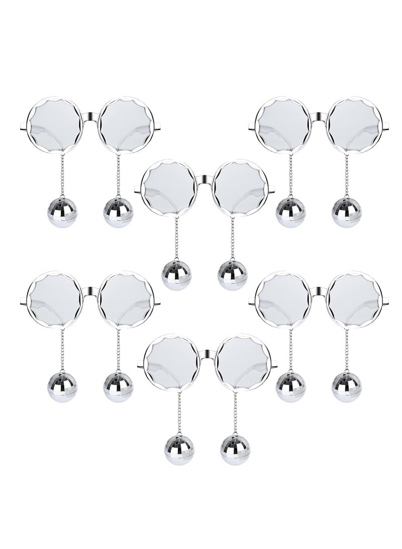 Captaintech Vintage Disco Ball Sunglasses 6 Pack Fun Party Glasses Retro Style 70s Accessories Silver Chain Design - Image 2