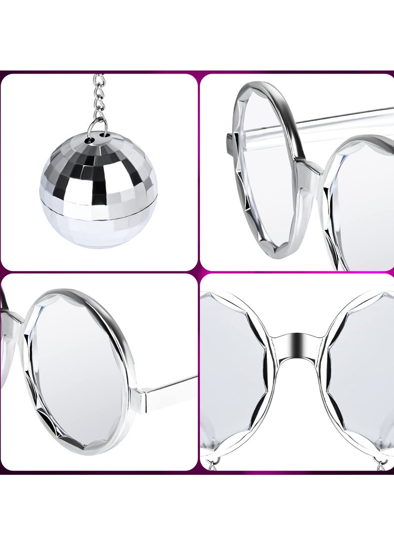 Captaintech Vintage Disco Ball Sunglasses 6 Pack Fun Party Glasses Retro Style 70s Accessories Silver Chain Design - Image 4
