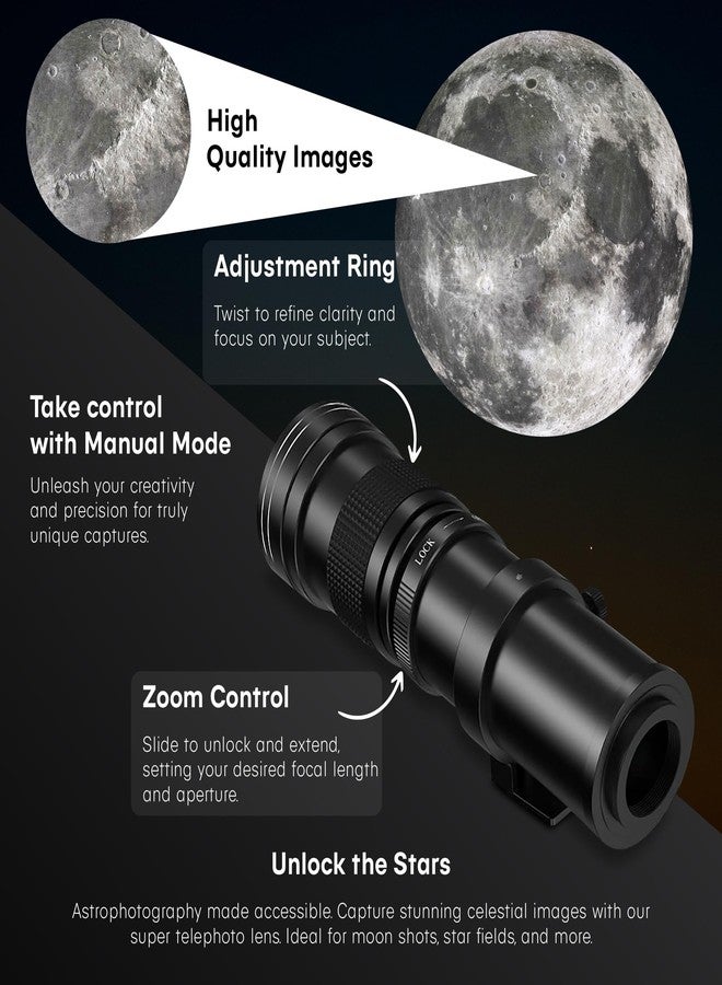 COMMANDER OPTICS 420-800mm f/8.3 Manual Telephoto Zoom Lens for Sony Alpha a9,Alpha a7,Alpha a6700,Alpha a5100,Alpha a3000,ZV-E10 and Other Sony E-Mount Cameras, Black - Image 3