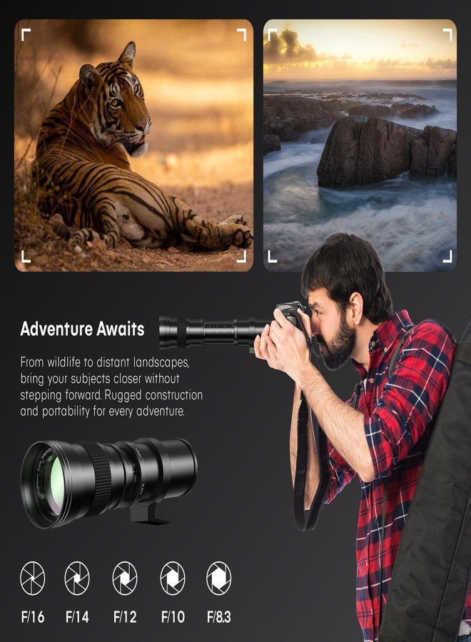 COMMANDER OPTICS 420-800mm f/8.3 Manual Telephoto Zoom Lens for Sony Alpha a9,Alpha a7,Alpha a6700,Alpha a5100,Alpha a3000,ZV-E10 and Other Sony E-Mount Cameras, Black - Image 4