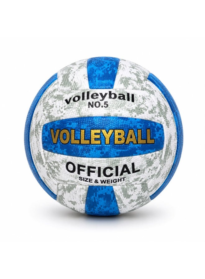 Size 5 volleyball with a blue and white design – high-quality PVC material – suitable for training and playing