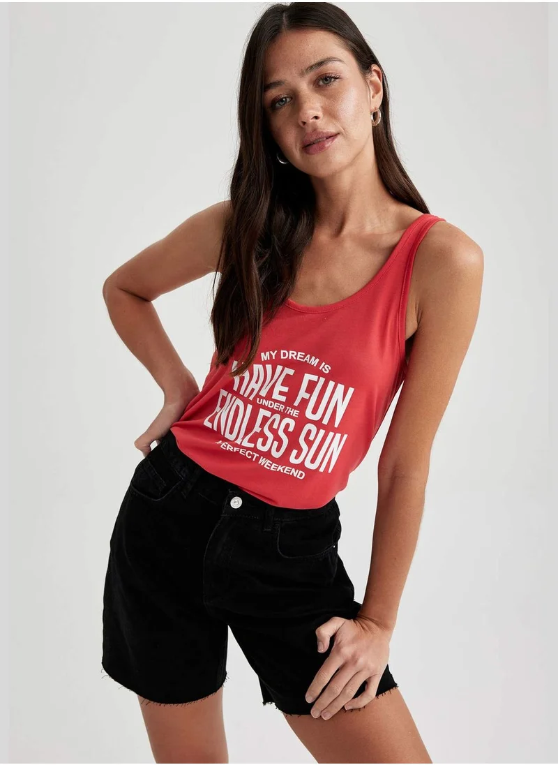 ديفاكتو Woman Crew Neck Knitted Tank Top