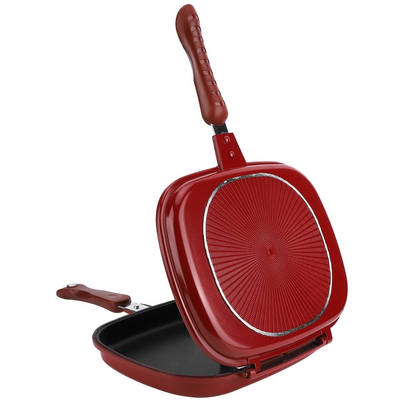 Double‑Sided Frying Pan 1pcs Aluminum Alloy - Universal For Gas Electric Halogen Ceramic Cookers Multifunctional Grill Pan For Family Outdoor Party Barbecue Cake Making - Image 5