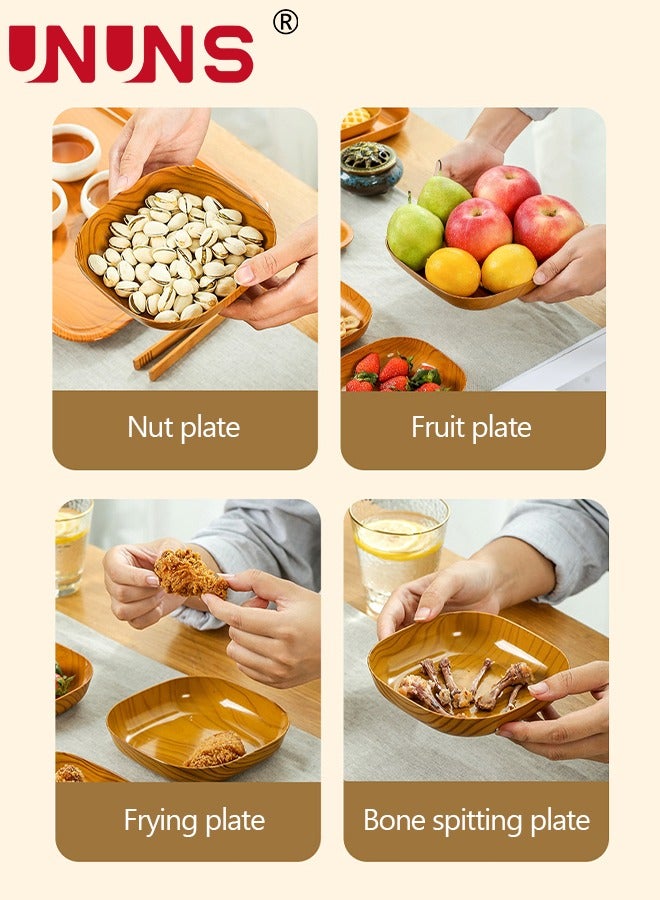 UNUNS 8 قطع من أطباق الحبوب الخشبية، مجموعة صينية أطباق العشاء المربعة مع حامل تخزين، مجموعة أطباق حلويات المقبلات القابلة لإعادة الاستخدام، صواني أنيقة شديدة التحمل، أطباق عشاء قوية للأطباق والوجبات الخفيفة وسلطة الحلوى - Image 4