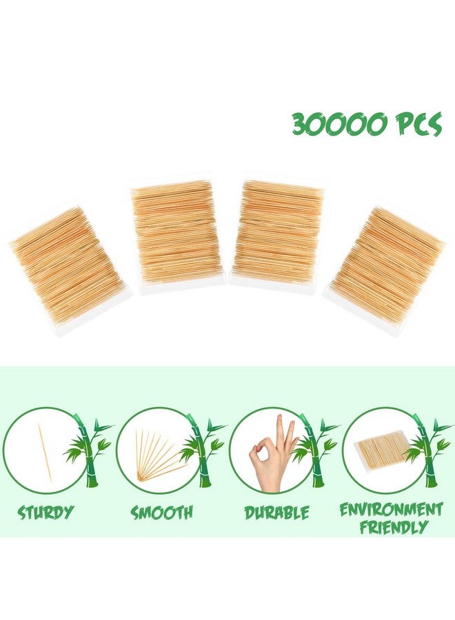 Zhehao 30 000 Pcs Bamboo Wood Toothpicks Bulk Round Wooden Tooth Picks Double Side Point Independence Pack For Each 100 Pcs For Teeth Clean Kitchen Appetizers Travel Portable Disposable - Image 3