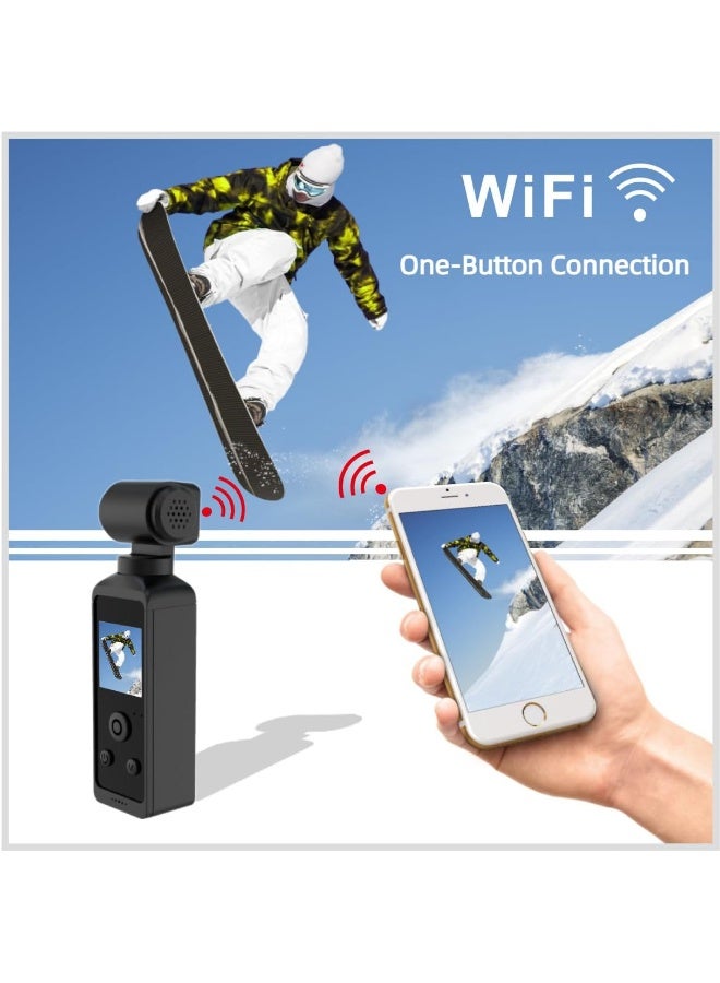 Handheld 5K Video Camera Camcorder, UHD 5K 30fps WiFi Pocket Digital Camera, 6-Axis Gyroscope Vlogging Camera with 1.33-inch Screen, 270° Rotable Lens, Mic Included, IP8 Water Proof, for Photography - Image 5