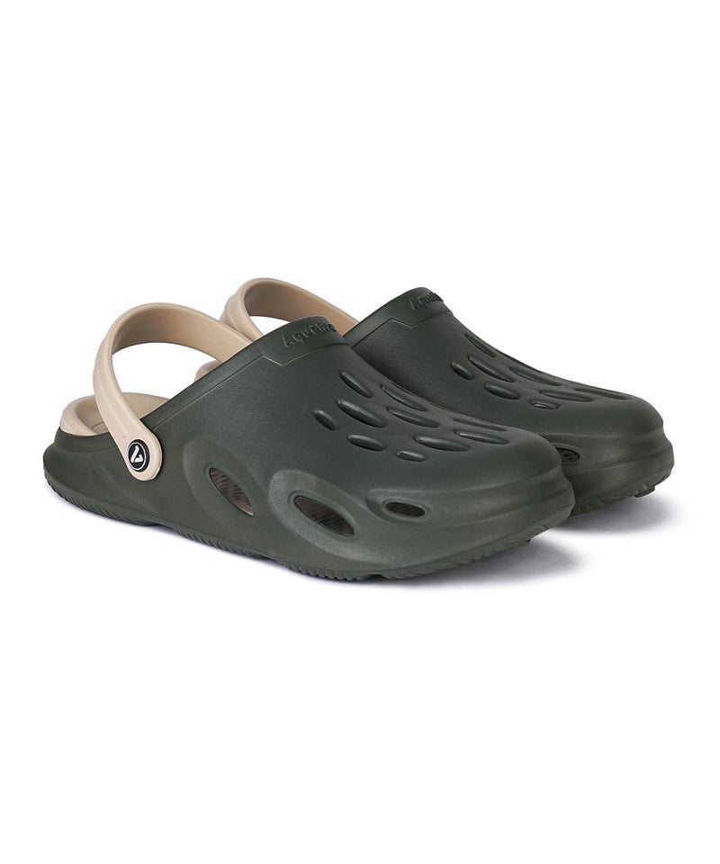 Aqualite Mens Olive & Beige Anti-Skid Clogs - Image 1