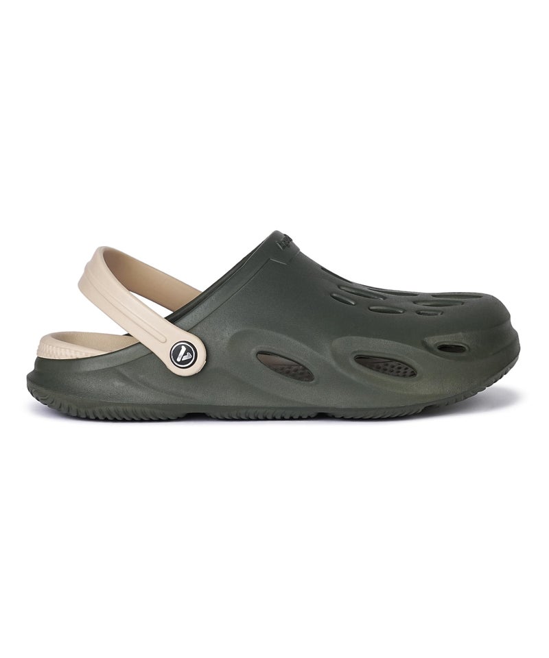 Aqualite Mens Olive & Beige Anti-Skid Clogs - Image 3
