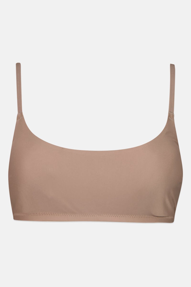Aerie Women Lightly Padded Solid Bra, Dark Taupe  - Image 2
