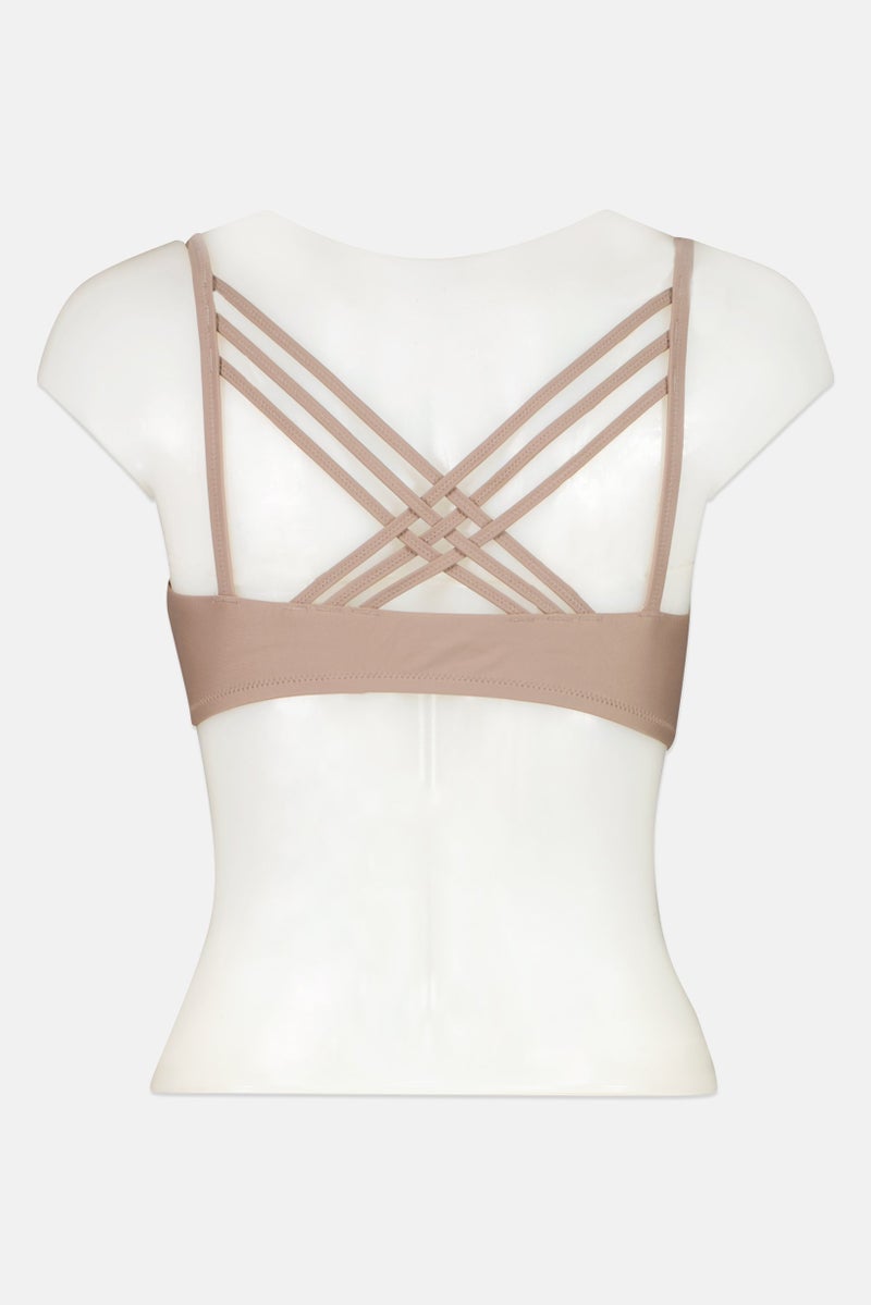 Aerie Women Lightly Padded Solid Bra, Dark Taupe  - Image 3
