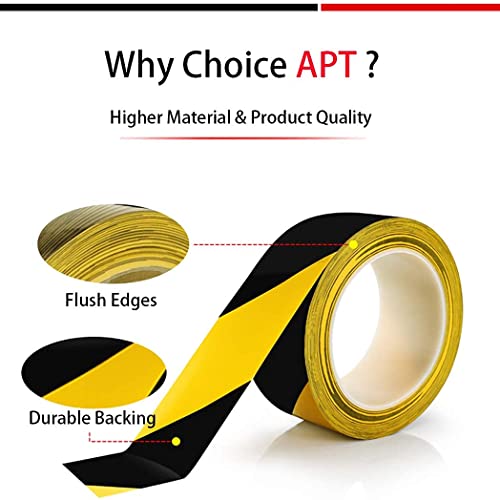 APT Advanced Polymer Tape APT Premium Black and Yellow Striped Vinyl Floor Safety Marking Tape, Excellent for Hazard Caution& Warning, Social Distancing, Warehouse & Gym Floor (2 Inch, Yellow/Black) - Image 4