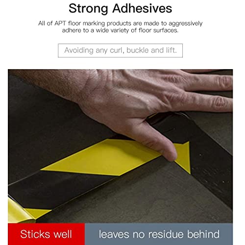 APT Advanced Polymer Tape APT Premium Black and Yellow Striped Vinyl Floor Safety Marking Tape, Excellent for Hazard Caution& Warning, Social Distancing, Warehouse & Gym Floor (2 Inch, Yellow/Black) - Image 5