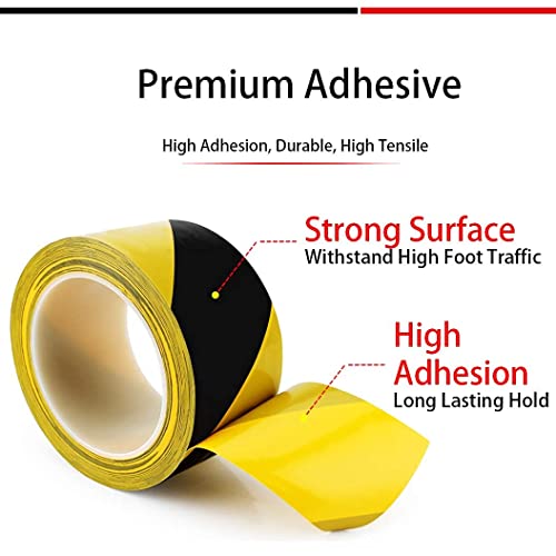 APT Advanced Polymer Tape APT Premium Black and Yellow Striped Vinyl Floor Safety Marking Tape, Excellent for Hazard Caution& Warning, Social Distancing, Warehouse & Gym Floor (2 Inch, Yellow/Black) - Image 3