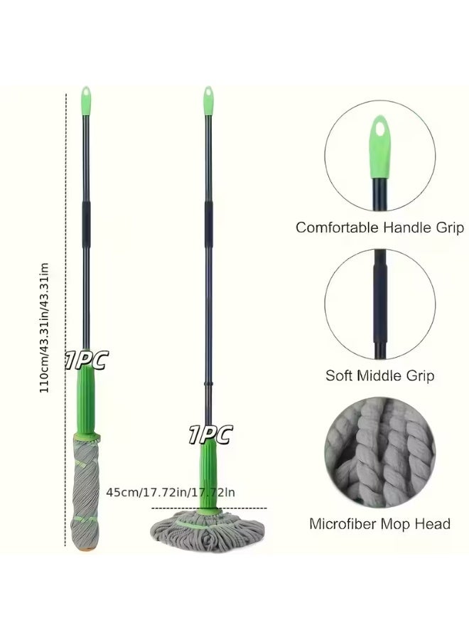 ممسحة دوارة 360° بدون استخدام اليدين – رأس ممسحة قابل للغسل وإعادة الاستخدام، مقبض متين من البلاستيك والمعدن، مثالية لتنظيف أرضيات المطبخ والحمام وغرفة المعيشة - Image 4