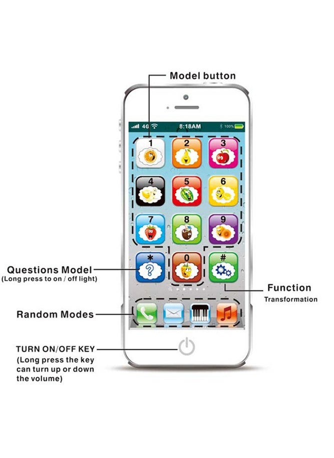 Bebiland Baby Phone Toy, Learning Phone Toy, Baby English Learning Machine Music Light Touch Screen Mobile Phone Toy Early Child Development, White  - Image 4