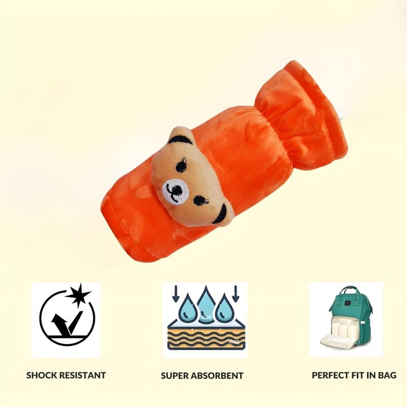 KIDS BASIC Soft & Durable Baby Feeding Bottle Cover with Easy to Hold Strap, Insulated Baby Milk Bottle Sleeve, Ideal for Travel & Daily Use, Orange & Pink, Pack of 2 - Image 5
