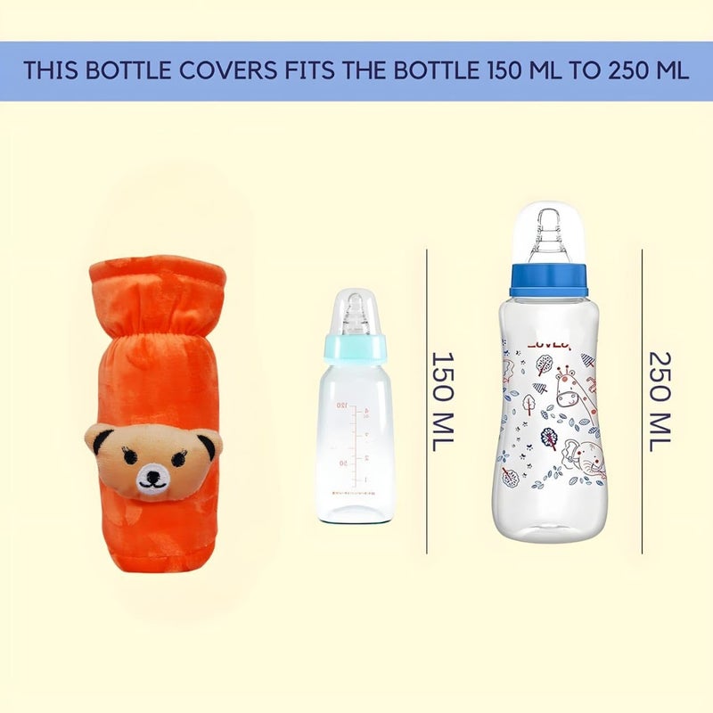 KIDS BASIC Soft & Durable Baby Feeding Bottle Cover with Easy to Hold Strap, Insulated Baby Milk Bottle Sleeve, Ideal for Travel & Daily Use, Orange & Pink, Pack of 2 - Image 3