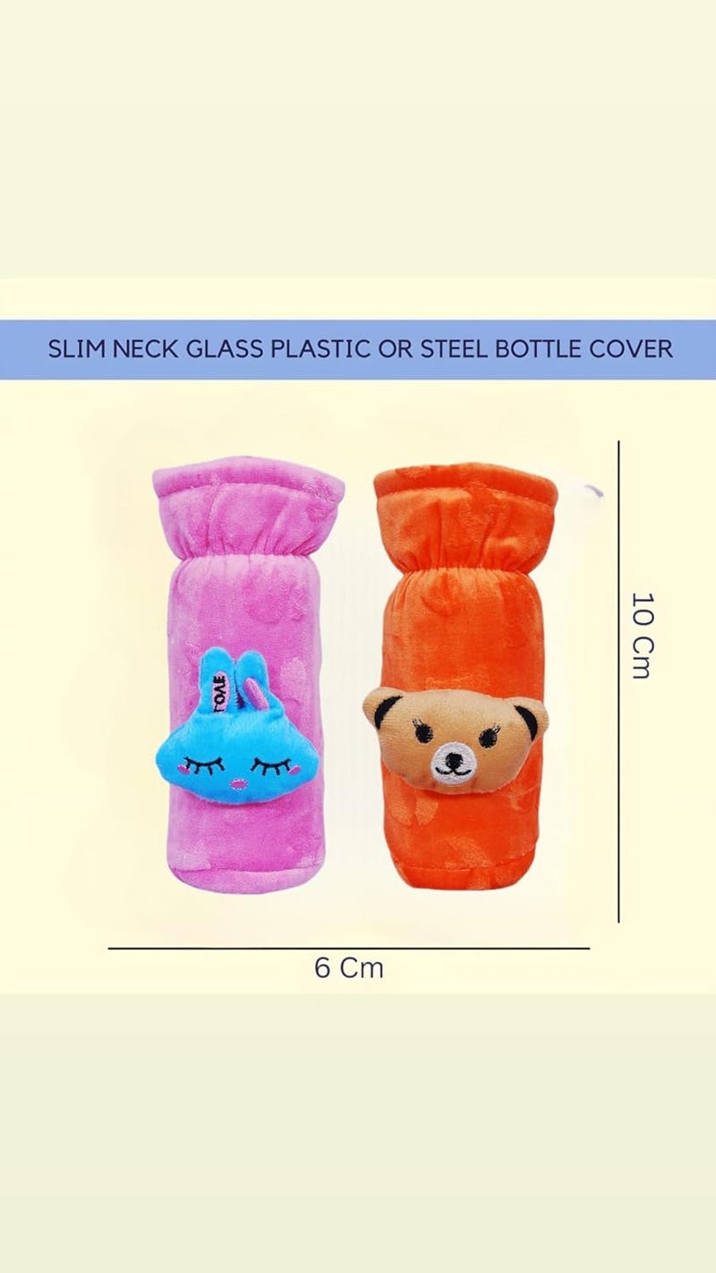 KIDS BASIC Soft & Durable Baby Feeding Bottle Cover with Easy to Hold Strap, Insulated Baby Milk Bottle Sleeve, Ideal for Travel & Daily Use, Orange & Pink, Pack of 2 - Image 2