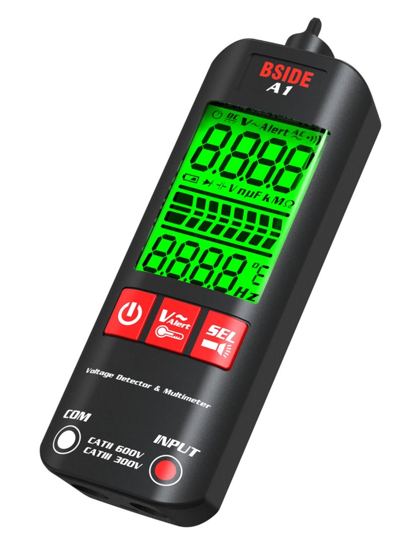 BSIDE BSIDE A1 Mini Multimeter LCD Digital Tester Voltage Detector 2000 Counts DC/AC Voltage Frequency Resistance NCV Continuity Live Wire Neutral Wire Check True RMS Meter  - Image 2