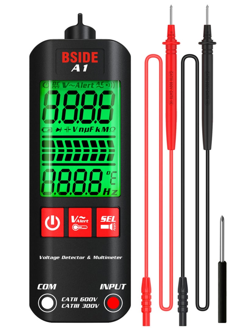BSIDE BSIDE A1 Mini Multimeter LCD Digital Tester Voltage Detector 2000 Counts DC/AC Voltage Frequency Resistance NCV Continuity Live Wire Neutral Wire Check True RMS Meter  - Image 1