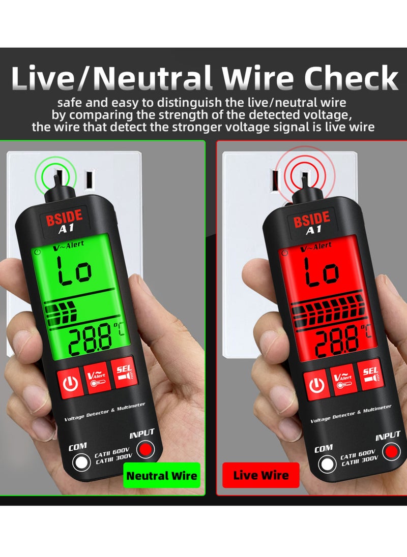 BSIDE BSIDE A1 Mini Multimeter LCD Digital Tester Voltage Detector 2000 Counts DC/AC Voltage Frequency Resistance NCV Continuity Live Wire Neutral Wire Check True RMS Meter  - Image 4