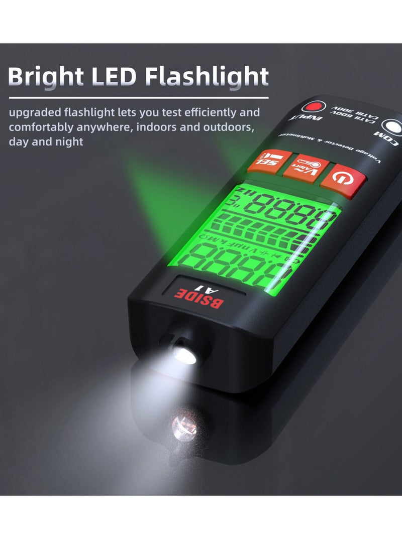 BSIDE A1 جهاز قياس متعدد صغير LCD كاشف جهد رقمي 2000 عدد تيار مستمر/تيار متردد مقاومة تردد الجهد NCV استمرارية سلك مباشر سلك محايد تحقق من مقياس RMS الحقيقي