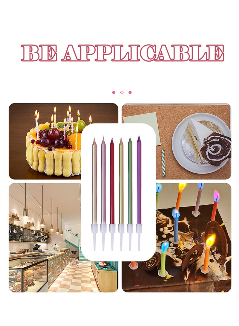 l&wen 6 PCS Candles Set, Metallic Long Thin Birthday Candles with Holders, Glitter Party Candles for Birthday, Wedding, Party Decorations (Rose Gold) - Image 3