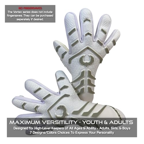 Renegade GK Apex Ghost Professional Strapless Goalie Gloves 4mm EXT Contact Grip White Soccer Goalkeeper Gloves Size 7 Youth Junior Evo Neg Cut Level 55 - Image 3