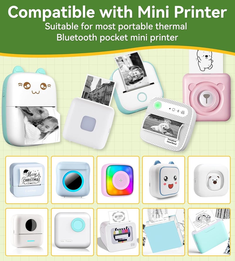 Fimax 6 Roll Mini Sticker Printer Photo Paper, 57 x 30mm Thermal Printer Paper White Self-Adhesive for PeriPage A6, Vretti TP6S Portable Thermal Pocket Printer Paper for Study Notes, Pictures - Image 2
