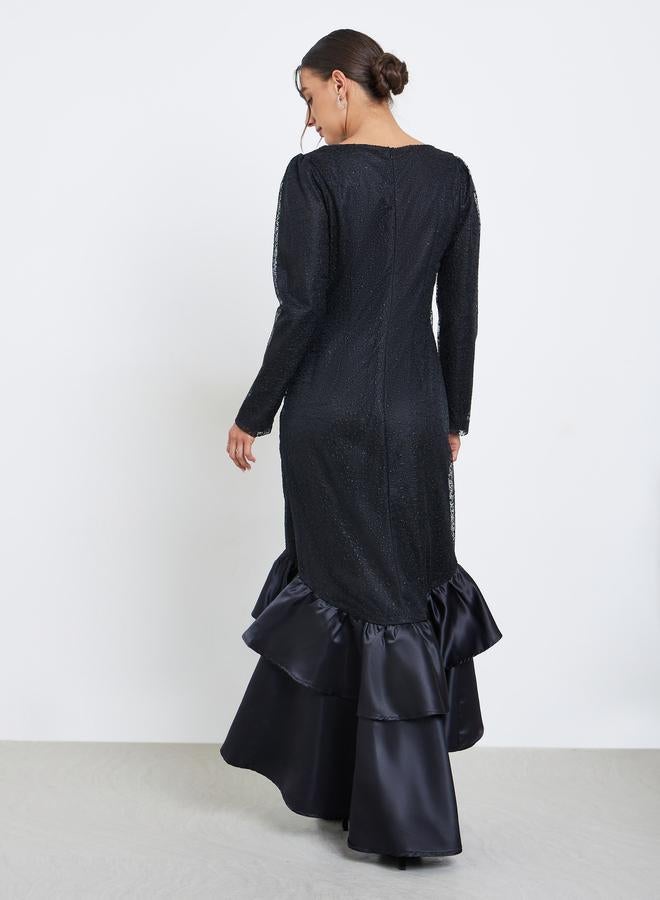 ستايلي فستان طويل بحافة حورية البحر مزمومة - Image 4