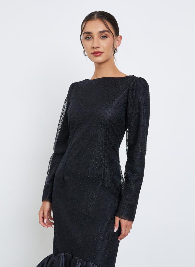 ستايلي فستان طويل بحافة حورية البحر مزمومة - Image 2