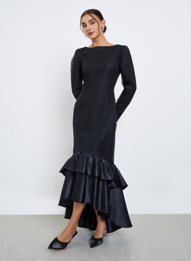 ستايلي فستان طويل بحافة حورية البحر مزمومة - Image 1