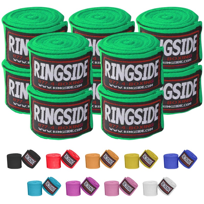 Ringside Mexican Style Boxing Hand Wraps 5 Pairs Pack Neon Green 180