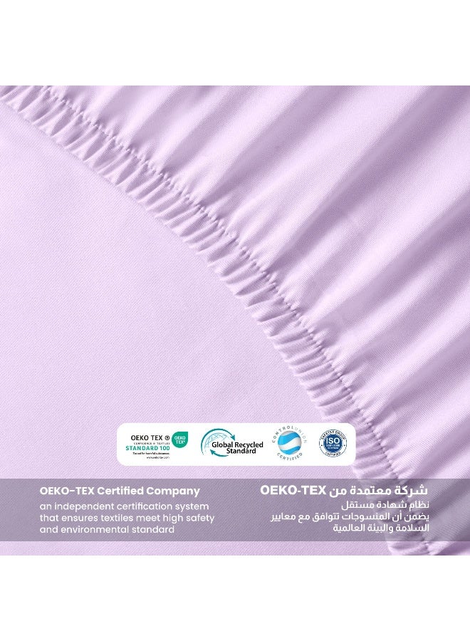 Rest مجموعة ملاءات سرير مريحة من REST 3 قطع باللون الأرجواني الفاتح 160x200+30 سم تشمل 1 ملاءة سرير عميقة الجيب و 2 غطاء وسادة، قابلة للتنفس وقابلة للغسل في الغسالة - Image 4