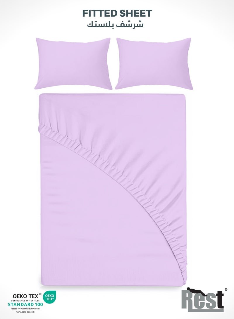 Rest مجموعة ملاءات سرير مريحة من REST 3 قطع باللون الأرجواني الفاتح 160x200+30 سم تشمل 1 ملاءة سرير عميقة الجيب و 2 غطاء وسادة، قابلة للتنفس وقابلة للغسل في الغسالة - Image 1