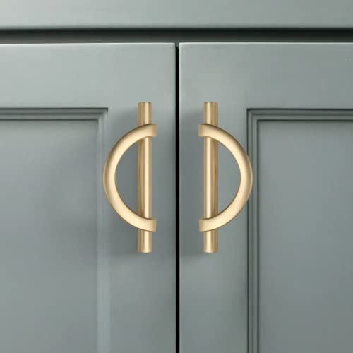 Amerdeco 10 Pack Brushed Gold Cabinet Pulls 3.75 Inch(96MM) Hole Centers Kitchen Cabinet Handles Hardware Kitchen Handles for Cabinets Cupboard Handles Drawer Pulls - Image 1