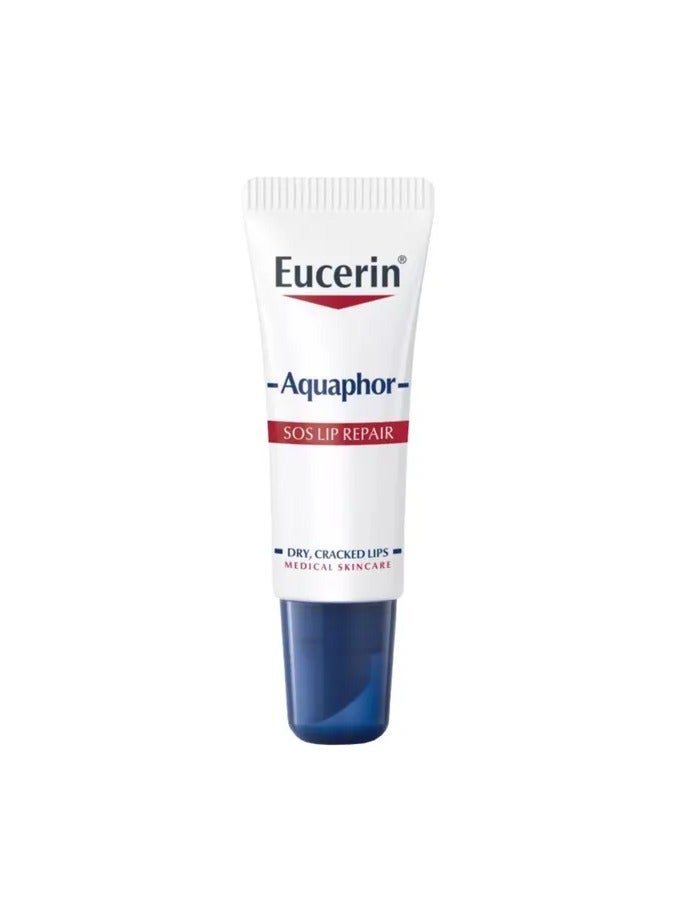 Eucerin Aquaphor SOS Lip Repair Balm, 10ml - Intensive Treatment for Dry & Cracked Lips - Image 1