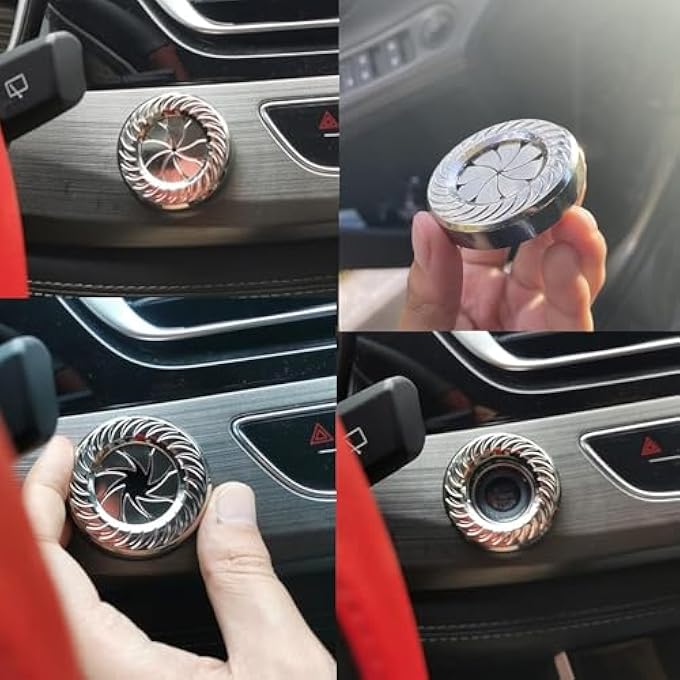 KWSLIN Rotary Gear Push Start Button Cover Chrome Silver Zinc Alloy Car Engine Start Stop Protector Cool Spin Design Universal Fit For Most Cars  Motorcycles - Image 4