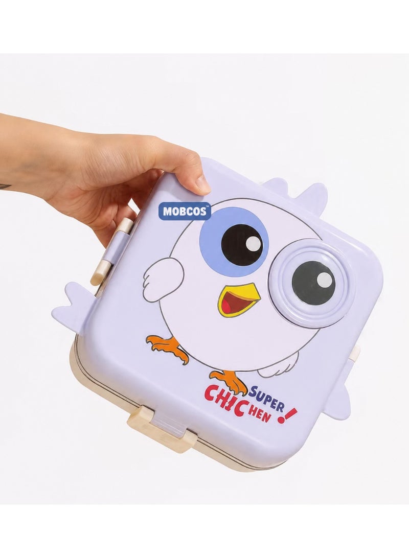 Mobcos Carnival Super Birdy Lunch Box 3 Layer Stainless Steel Lunch Box Comes with 1 Detachable Tray, 1 Small Container & 1 Spoon Ideal for Kids BPA Free 1120ml+70ml- Snow Blue - Image 1